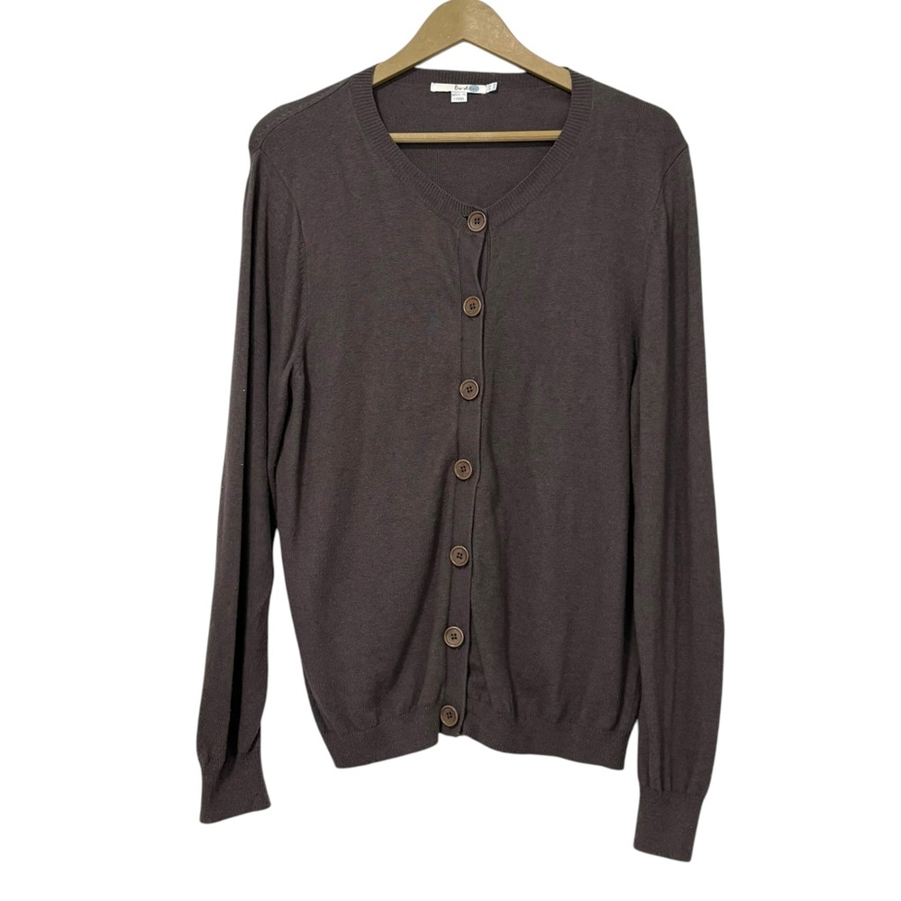 Boden Gray Knit Button Up Cardigan Size 14 Preppy Neutral Classic Business